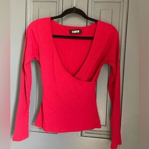 Reformation Faux Wrap Plunge Top